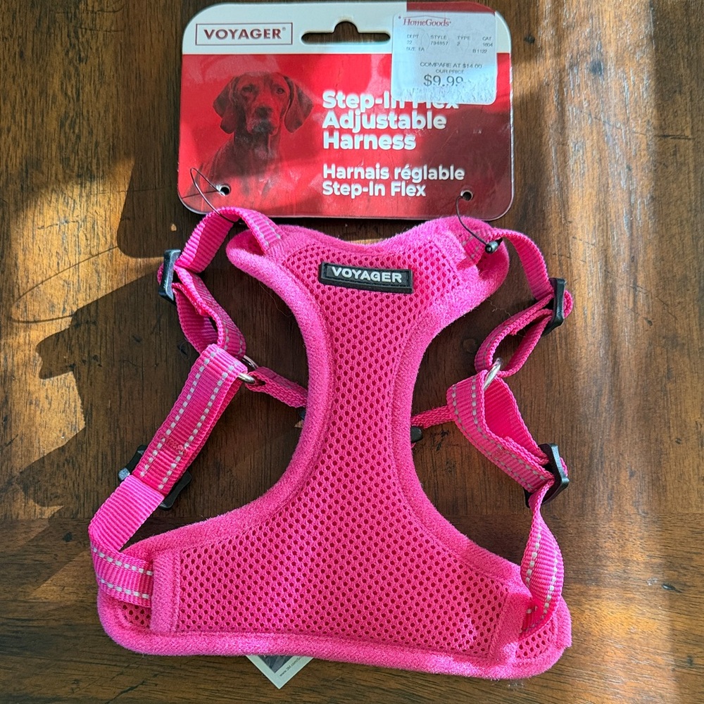 Voyager Pink Adjustable Step-In Harness for Dog. Size Small.
